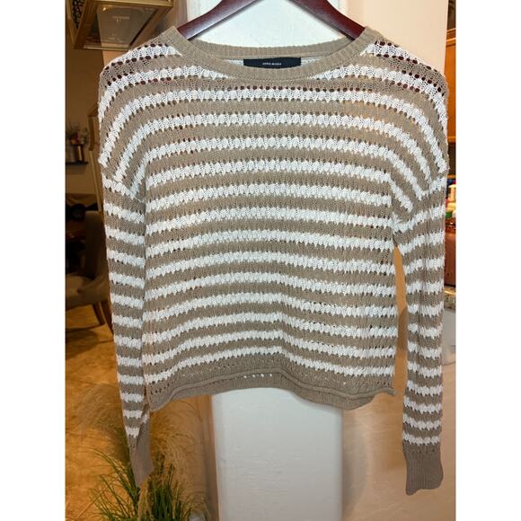 Vero Moda open knit sweater in a brown and white Size M 4-8 - Picture 2 of 5